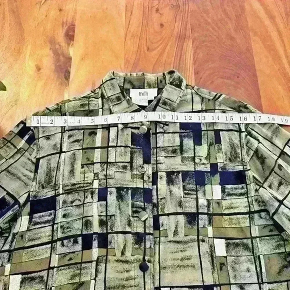 Vintage Boho Artsy Earthy Pattern Oversized Hippie Button Down Shirt Blouse. - Picture 9 of 13